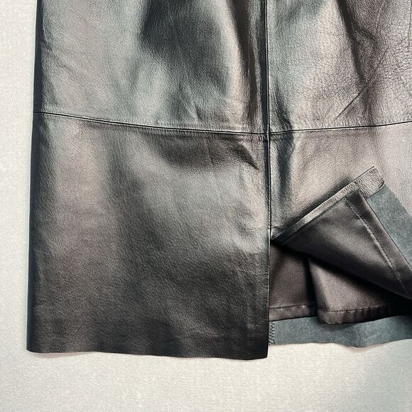 Vintage CLIO 100% Leather Pencil Skirt Size 8 |‎ 90s Minimalism Capsule Wardrobe - Picture 3 of 10